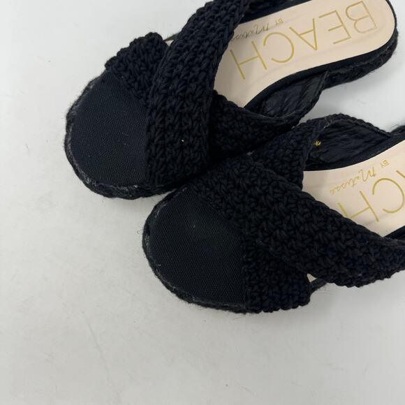 Beach By Matisse Kalani Natural Raffia Flatform Sandals Black Slip-On Size 9 - Picture 12 of 12